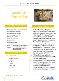 Recette du mois - Lasagne forestière