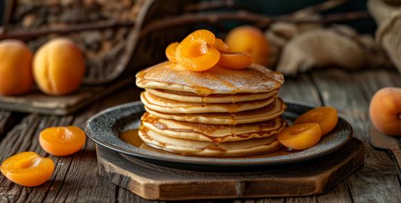 Illustration recette pancakes abricot (source : adobe stock)